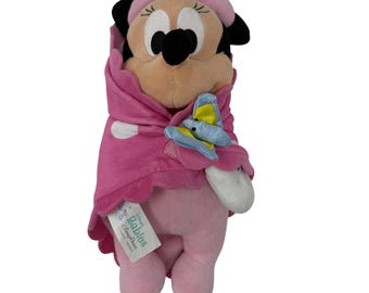 Disney Parks Babies Minnie Mouse Plush Pink Blanket Buddy Lovey Doll