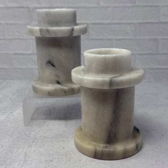 ヴィンテージ ペア ヘビー 1980 年代 カララ 大理石 キャンドル