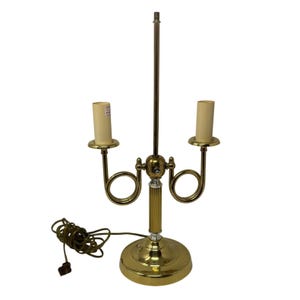 Vintage Alsy Brass & Silver Bouillotte Lamp Brass French Horn 2 Arm Double Vintage Lamp, Table Lamp, Vintage Lamp, Lighting, Brass Lamp