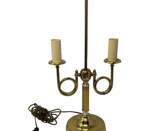 Vintage Alsy Brass & Silver Bouillotte Lamp Brass French Horn 2 Arm Double Vintage Lamp, Table Lamp, Vintage Lamp, Lighting, Brass Lamp