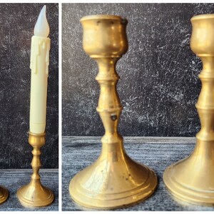 Pair Vintage Solid Brass Candlesticks Taper Candle Holders 4&quot;T Mid Century, Vintage Brass, Vintage Candlesticks, Brass Candlestick Set, MCM
