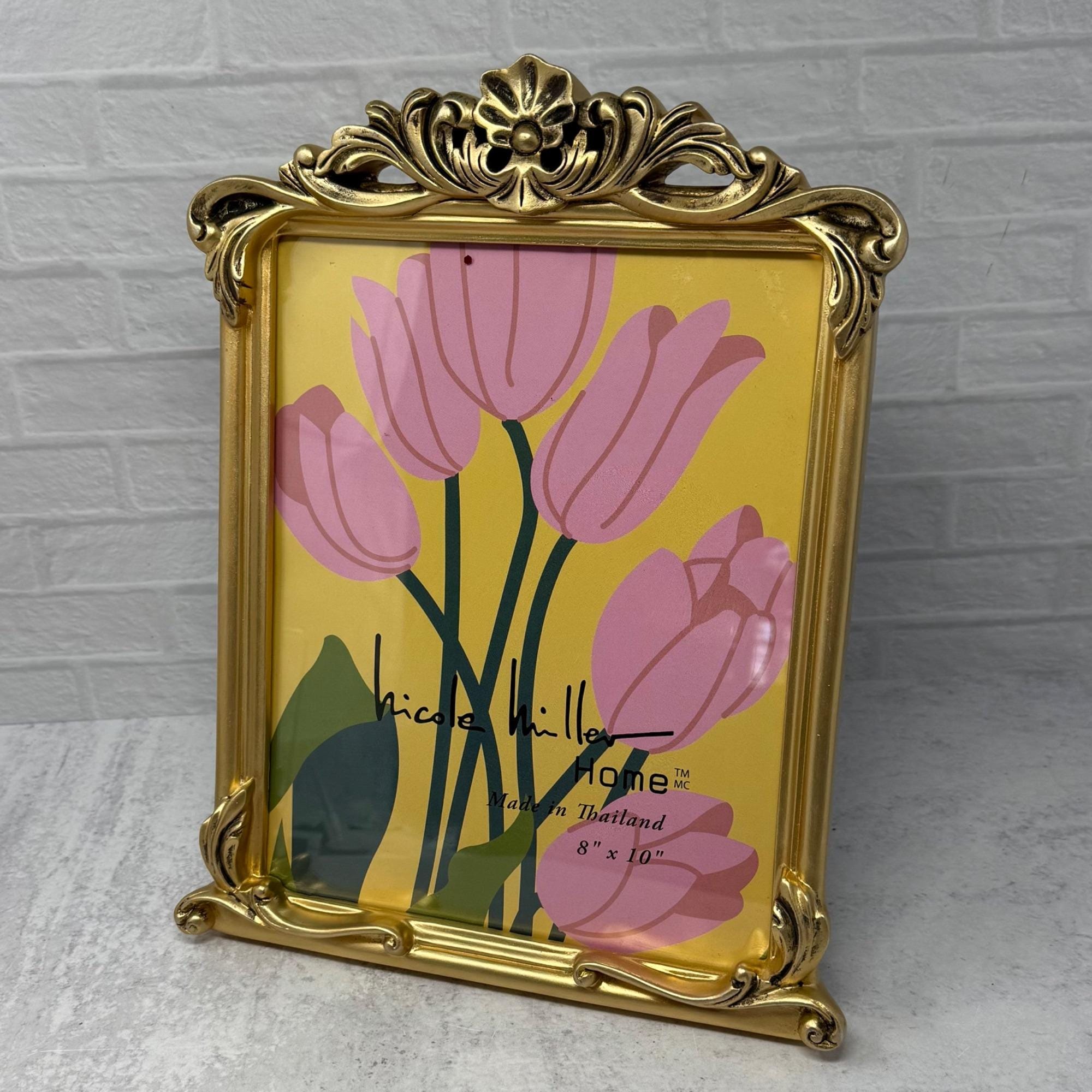 Vintage Nicole Miller Antique Gold Finish Photo Picture Frame 8x10