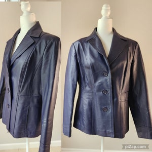 East 5th Femme vintage Dark Purple Aubergine Souple Veste en cuir souple Moyenne Grande, Veste en cuir usé, Veste en cuir délavé
