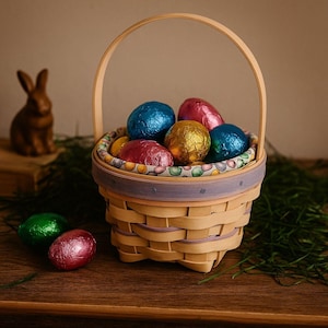 Longaberger 2000 Century Jubelkorb | Jelly Bean Liner + Schutzfolie | Pastell Ostern Frühling Dekor | Signiert Handgewebte USA
