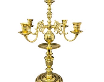 Virginia Metalcrafters Messing-Kerzenleuchter Williamsburg 5-armig Kolonialstil Vintage