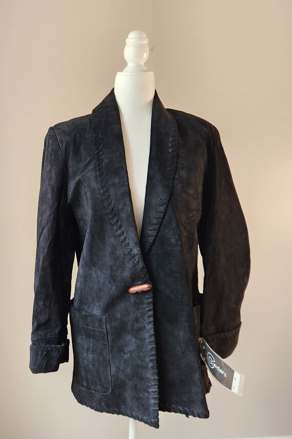 Vintage 90s Cedars Black Suede Jacket Blazer - XS… - image 7