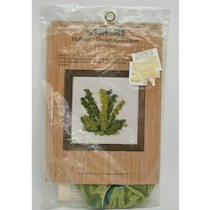 Ferns 5 x 5 Crewel Embroidery Kit Sealed Caron 6412 3D Green Plant Butterfly Vintage Craft Kit Vintage Embroidery Kit