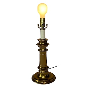 Vintage MCM 1960s Brass Table Lamp, Oval Narrow Depth, Mid Century Modern Lighting Accent, vintage brass desk lamp, brass nightstand lamp