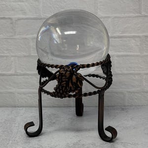 Vintage Bronze Grape Themed Sphere Crystal Ball Stand Orb Stand Crystal Display, Sphere Holder, Display Stand, Sphere Display, Altar Décor