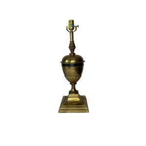 Vintage Brass Regency Trophy Lamp 1970s Brass Neoclassical Lamp with Black Accent, vintage, lamp, table lamp, vintage lamp, brass lamps