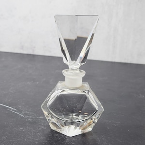 Vintage Crystal Perfume Bottles Faceted Stopper Dresser Vanity Refillable Décor, Vintage Perfume, Bottle, Vanity