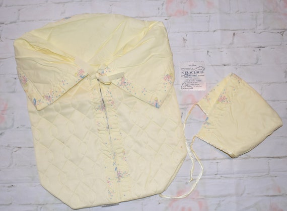 Vintage Baby Quilted Bunting Sleeper Suit & Bonne… - image 1