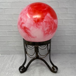 Vintage Metal Art Deco Sphere Crystal Ball Stand Orb Stand Crystal Display, Sphere Holder, Display Stand, Sphere Display, Altar Décor