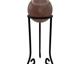 Soporte vintage de bola de cristal de hierro forjado negro con esfera, soporte para orbe, expositor de cristal, soporte para esferas, soporte de exhibición, expositor de esferas, decoración de altar
