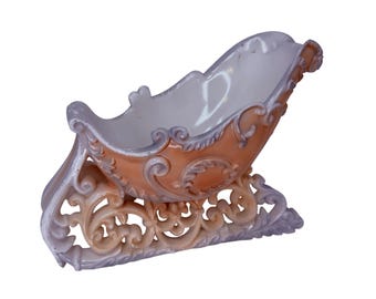 Vintage Plastic Blush Pink Christmas Ornate Winter Sleigh