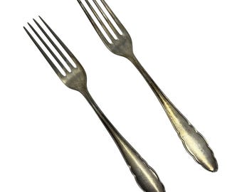 2 Vintage Salat Gabeln Henckles Solingen Zwillingswerk Versilbert, Vintage Besteck, Vintage Besteck, Nicht Rostend