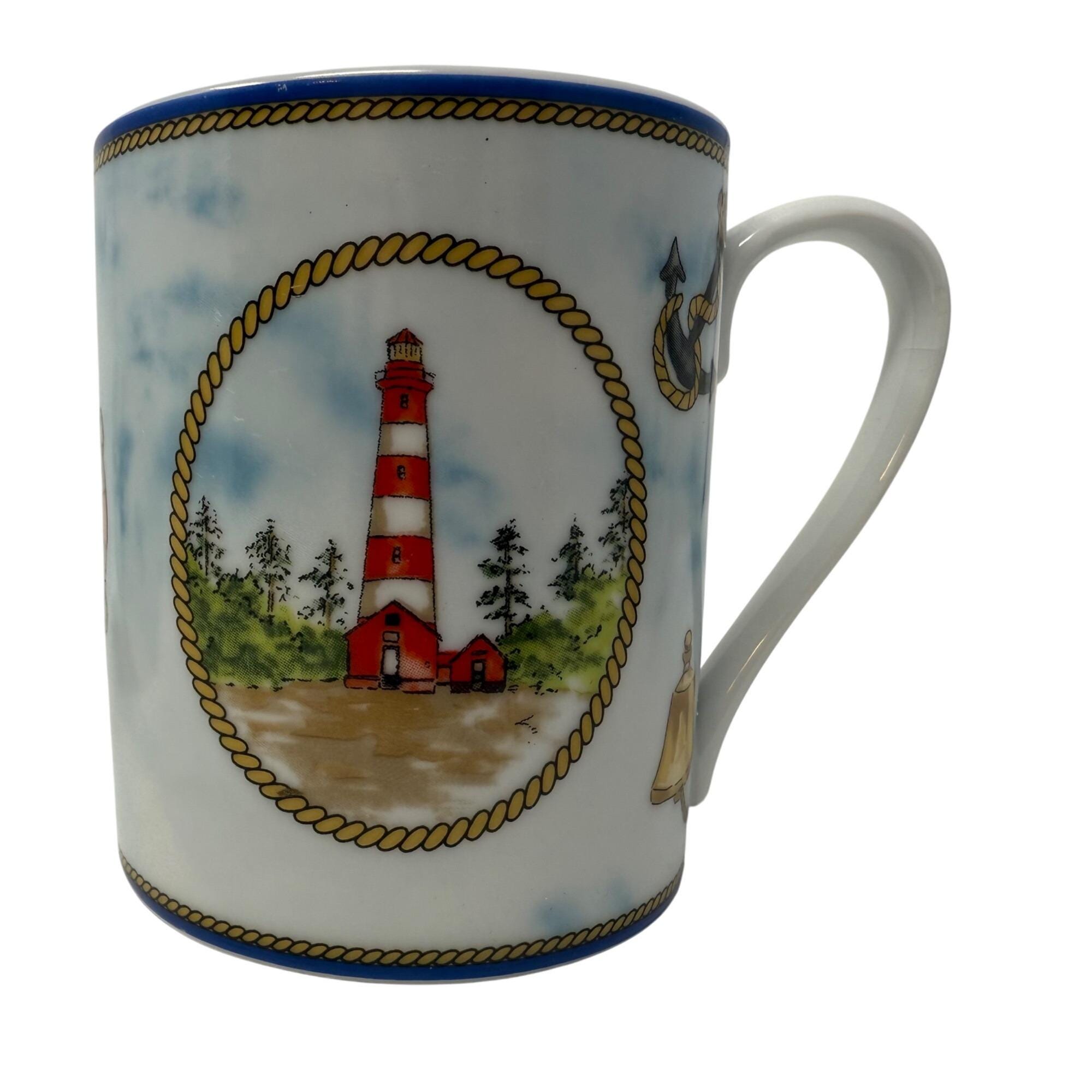 Lighthouse Coffee Mugs Set of 4 Porcelain American Atelier Signals 5139 Tea  Cups Anchor's Away Coastal Nautical Dishwasher Microwave Safe - Etsy