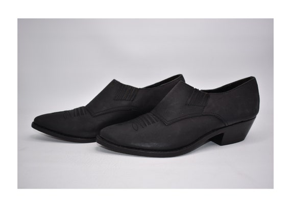 Women's Vintage Cowboy Booties Sz 8.5 D Black Leat