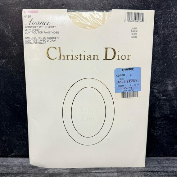 Christian Dior Pantyhose Avance Avantige Lycra Ivory Size 2 Vintage 90s Sheer