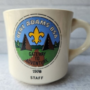 1978 Bert Adams BSA Mug PSTAFF Gateway to Adventure Vintage Boy Scouts America, Boy Scout, Vintage, Cub Scout, America, Vintage Boy Scout