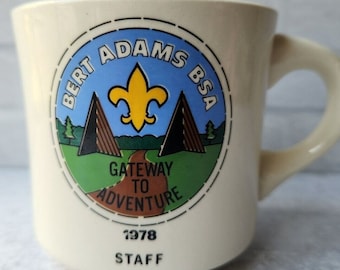 1978 Bert Adams BSA Mug PSTAFF Gateway to Adventure Vintage Boy Scouts America, Boy Scout, Vintage, Cub Scout, America, Vintage Boy Scout