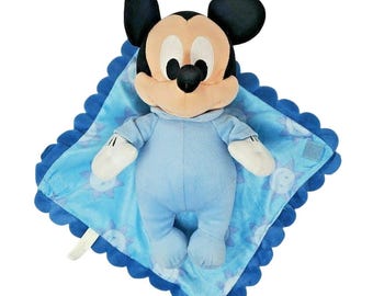 Disney Parks Baby Musse Pigg Blå Filt Buddy Plysch Sun Retired 33 cm