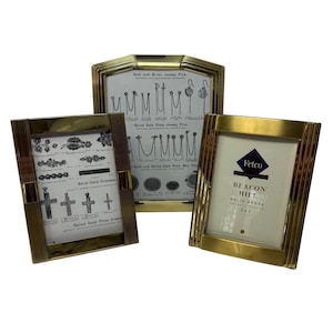 Set 3 Vintage Brass Gold photo picture frames lot 1980s 1990s 5x7 8x10, vintage brass picture frame, vintage brass photo frame