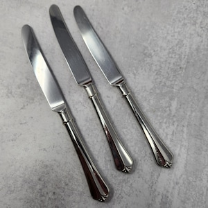 3 Oneida Juillard Heirloom (Cube Mark) Edelstahl Besteck Speisemesser 24,5 cm, Edelstahl, Besteck, Ersatzbesteck