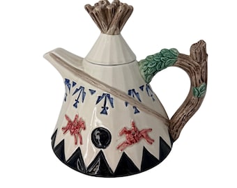 Vintage Teepee Teapot - Ceramic Omnibus OCI 34oz Japan Native American Indian