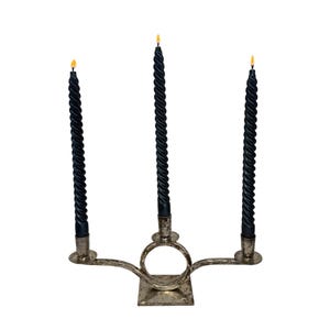 Vintage Art Deco Silver Plated Candelabra Mid Century Hammered Silver Candle Holder 3 Arms Antique Metal Candleholder Christmas Candlestick