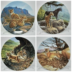 4 Piatti da collezione vintage Bradford Exchange Lee Cable Great Cats of the Americas Eccellente, Piatti Bradford Exchange, anni &#39;90