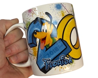 2018 Disney Florida Mickey Goofy Donald Pluto Coffee Mug  Jerry Leigh