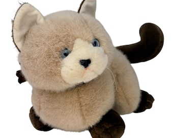 Mervyns Exclusive Playful Pals Siamese Cat Vintage Plush Tan Brown 12" L 1980s