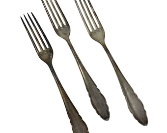 3 vintage dinervorken Henckles Solingen Zwillingswerk verzilverd, vintage bestek, vintage tafelzilver, Nicht Rostend