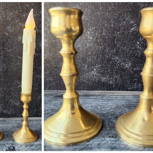 Pair Vintage Solid Brass Candlesticks Taper Candle Holders 4&quot;T Mid Century, Vintage Brass, Vintage Candlesticks, Brass Candlestick Set, MCM