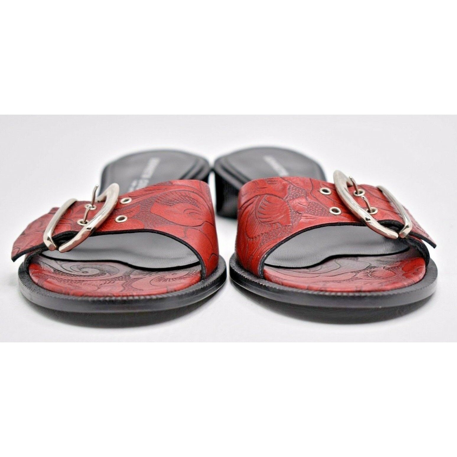 Vintage Kenneth Cole Red Tooled Leather Sandals Slides Womens Sz 6 M 36 Classic Sandals Vintage Women Sandals Vintage Leather Sandals Etsy UK