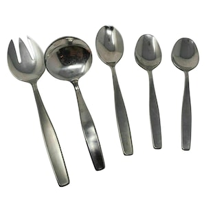 Rogers Cutlery 5 pc  CREATION Stainless Flatware Teaspoons Spoon Meat Fork Ladle