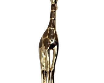 Vintage Liz Claiborner Giraffe Brosche Pin Gold Ton Braun Emaille LC signiert Figural Safari Tier Schmuck 2,75 "lang