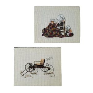 Conjunto de punto de cruz vintage terminado, bordado campestre, acolchado campestre, estilo Amish, arte mural Amish, decoración campestre Amish, decoración estilo Amish