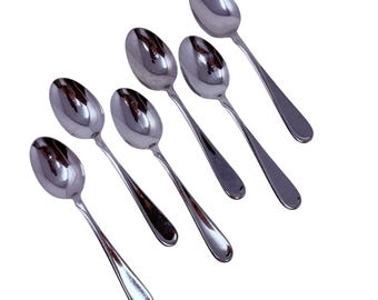 6 Place / Oval Soup Spoons Spoon Flight-Reliance Oneida Stainless Steel Flatware 6-3/4" Replacement Flatware