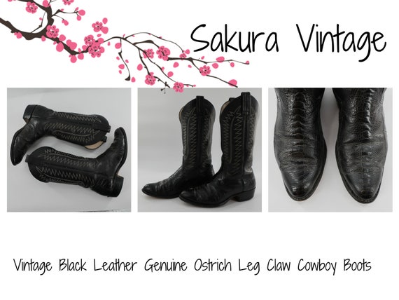 Vintage Cowboy Boots Men's Boots Black Boots OSTRI