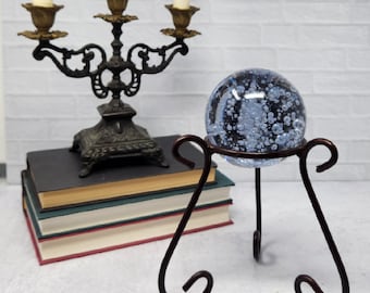 Vintage Cast Iron Brown Metal Sphere Crystal Ball Stand Orb Stand Crystal Display, Sphere Holder, Display Stand, Sphere Display, Altar Décor