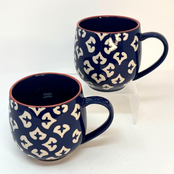 Buy Vintage Amaris Baum Brothers Large Tea Mug Set Pair Coffee Cups Blue &  White Tile Design Online in India - Etsy