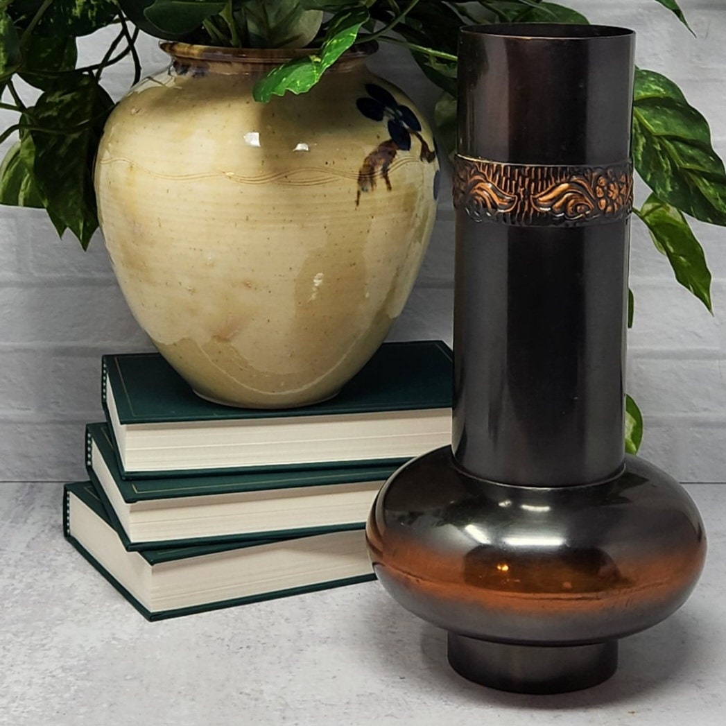 花瓶です ヴィンテージ 高さ10.5インチ ブロンズ花瓶、ひょうたん花瓶、モダン