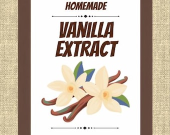 Vanilla, Lemon,  and Orange Extract Labels | Printable & Editable Canva Template | Kitchen Gift Tags