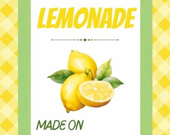 Lemonade/Lemonade Concentrate Labels | Printable & Editable Canva Template | Kitchen Gift Tags