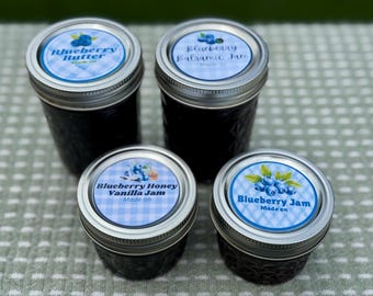 Printable Blueberry Jam Canning Labels | Mason Jar Stickers | 5 Designs (Digital Download)