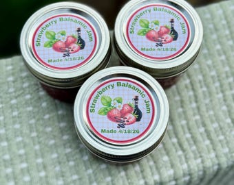 Strawberry Jam Canning Labels | Printable Jar Stickers (2" & 2.5" Circles) (Digital Download)