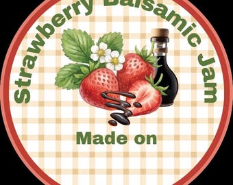 Editable Strawberry Jam Canning Labels | 5 Designs, 2" & 2.5" Circles (Digital Download)
