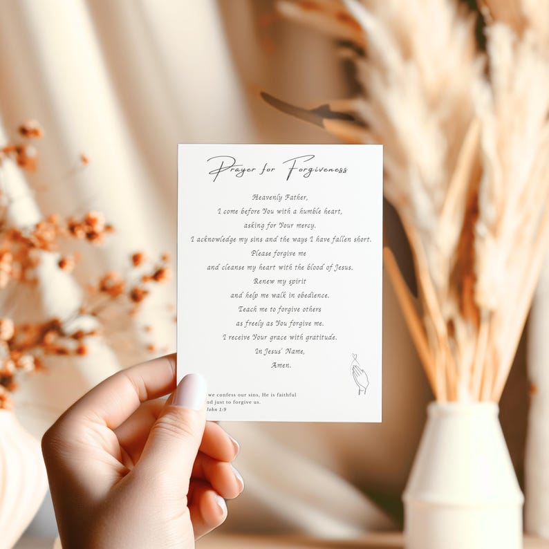 Forgiveness Statement Script Prayer for Forgiveness Printable Wall Art, Christian Repentance Prayer ...